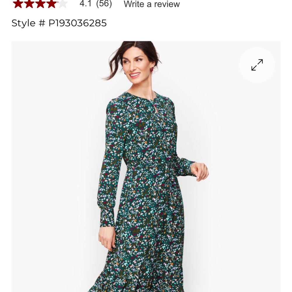 Talbots Flowing Flounce Hem Fit & Flare Dress - Flowers  Sz 12